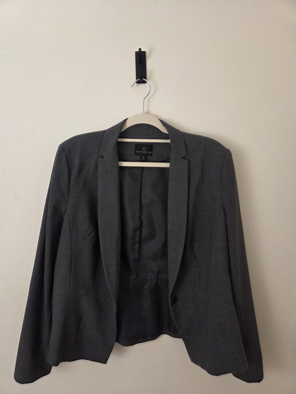 Worthington Dark Gray Single-Button Women's Blazer - Picture 3 of 4